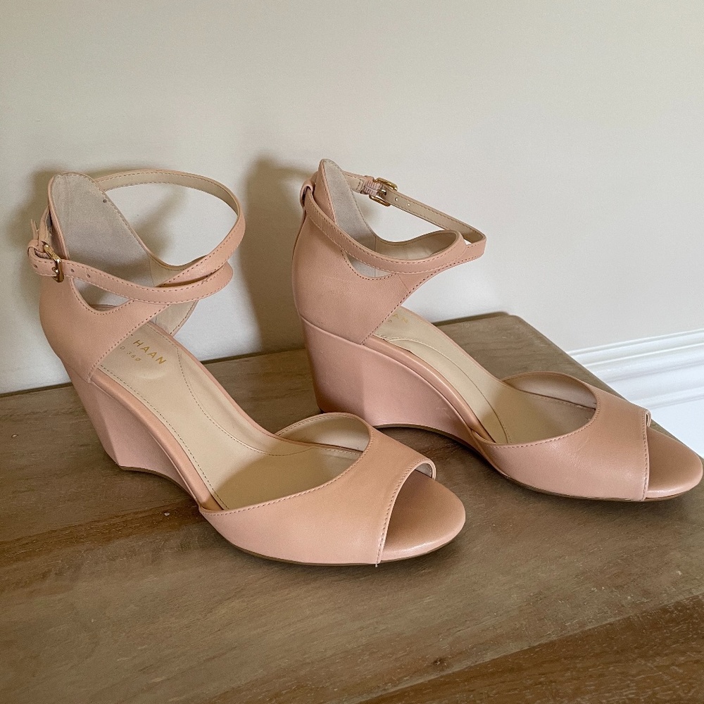 Cole Hana Sadie Wedge Sandals, Mahogany Rose Leather, 6.5